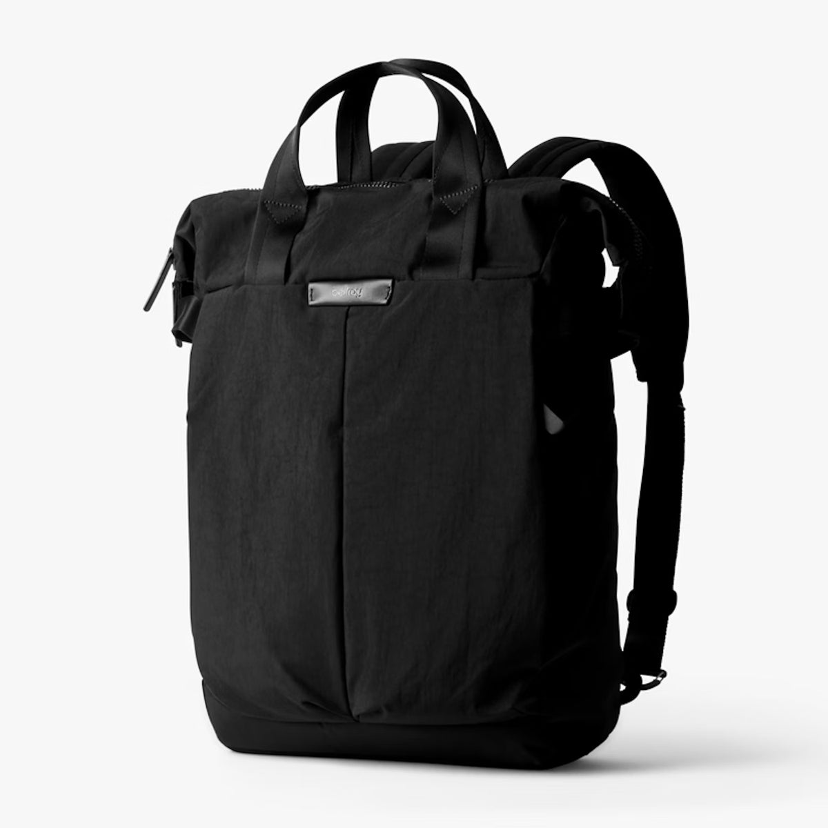 Black backpack on a white background