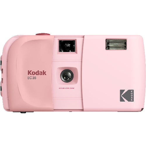 A pink Kodak EC35 instant camera shown from the back against a plain white background.