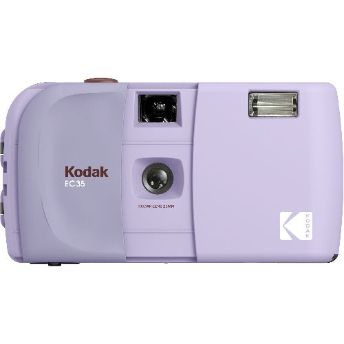 Kodak EC35 disposable camera body in light purple/lavender plastic, showing the front lens area, brand text, and Kodak logo on a plain white background.