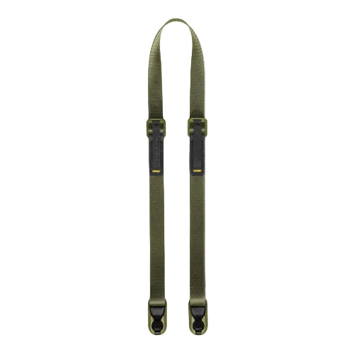 Green suspenders on a white background