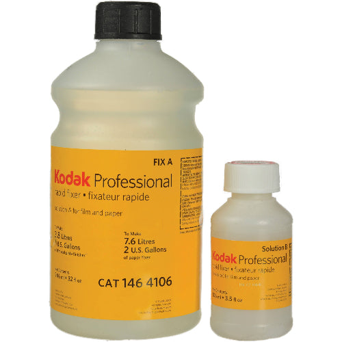Two bottles of Kodak Professional Fixer on a white background