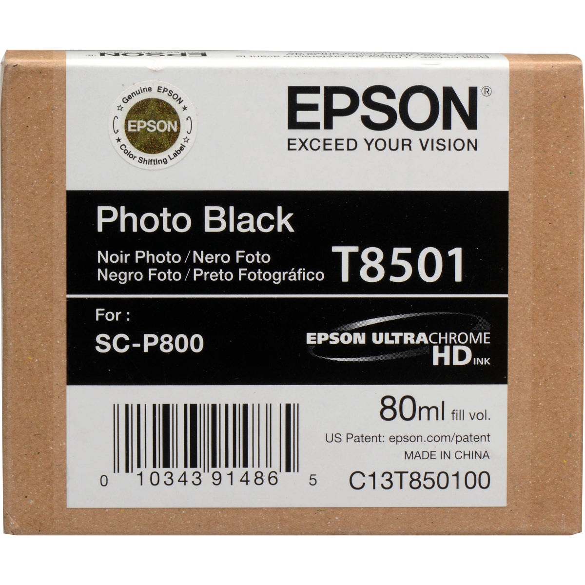 Epson T850 UltraChrome HD Ink Cartridge for SC-P800 (80 ml)