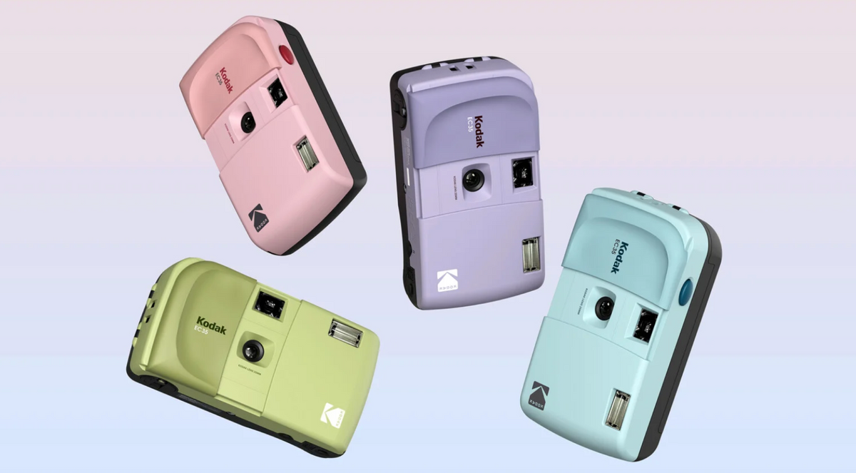 Simple Use Cameras in multiple pastel colors with the Kodak label on them. 
