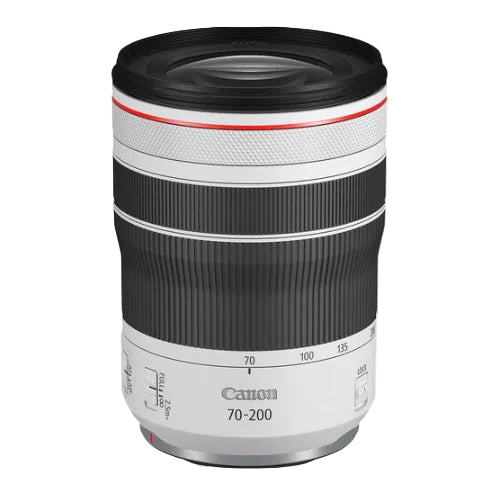Canon camera lens with white and black design on a white background