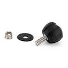 Black screw with washer and nut on a white background