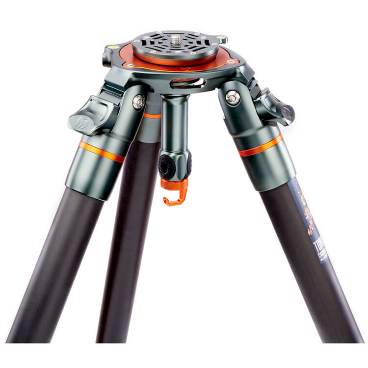 Tripod with a detailed view of the head and legs on a white background
