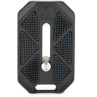 A black octagonal quick-release camera mount plate with textured rubber pads and a central metal slider, shown on a white background.