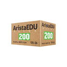 Arista EDU Ultra 200 35mm black and white film box in tan cardboard packaging with green 200 ISO branding.