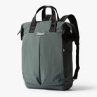 Everglade green Bellroy totepack backpack with black straps on a white background