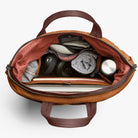 Inside of Bellroy Totepack bag with items on a white background