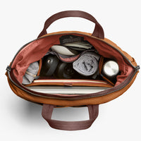Inside of Bellroy Totepack bag with items on a white background