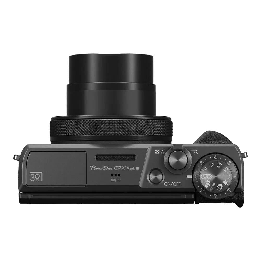 Black digital camera on a white background