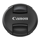 A black Canon E-77 II lens cap with the Canon logo in the center.