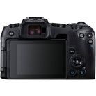 Back view of a black camera on a white background