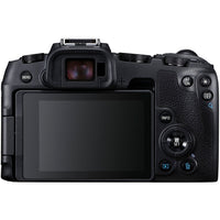 Back view of a black camera on a white background