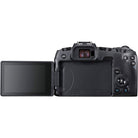 Black camera with a tilting screen on a white background