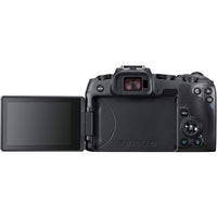 Black camera with a tilting screen on a white background