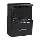 A Canon LC-E6 battery charger for LP-E6 and LP-EL battery packs, designed for various Canon cameras.