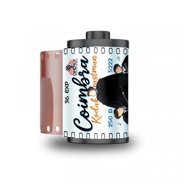 A roll of Coimbra Kodak Easyprint 250D film with a custom printed label featuring a cartoon character, shown on a white background.