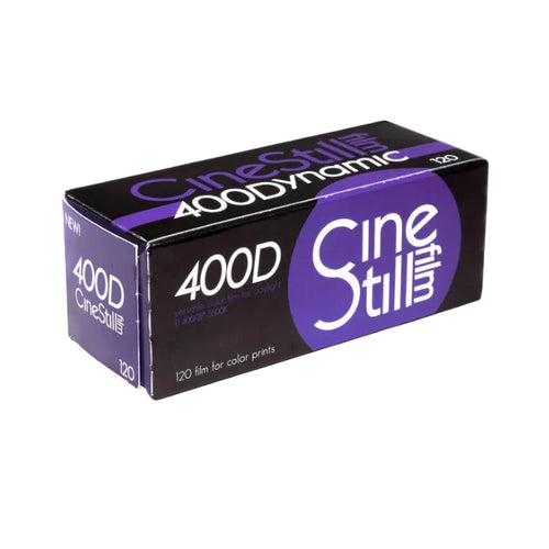 CineStill 400D film packaging on a white background