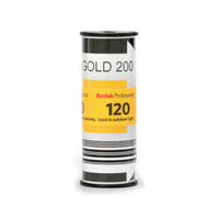 A single roll of Kodak Professional Gold 200 film, loaded to grade 120, shown vertically on a clean white background.