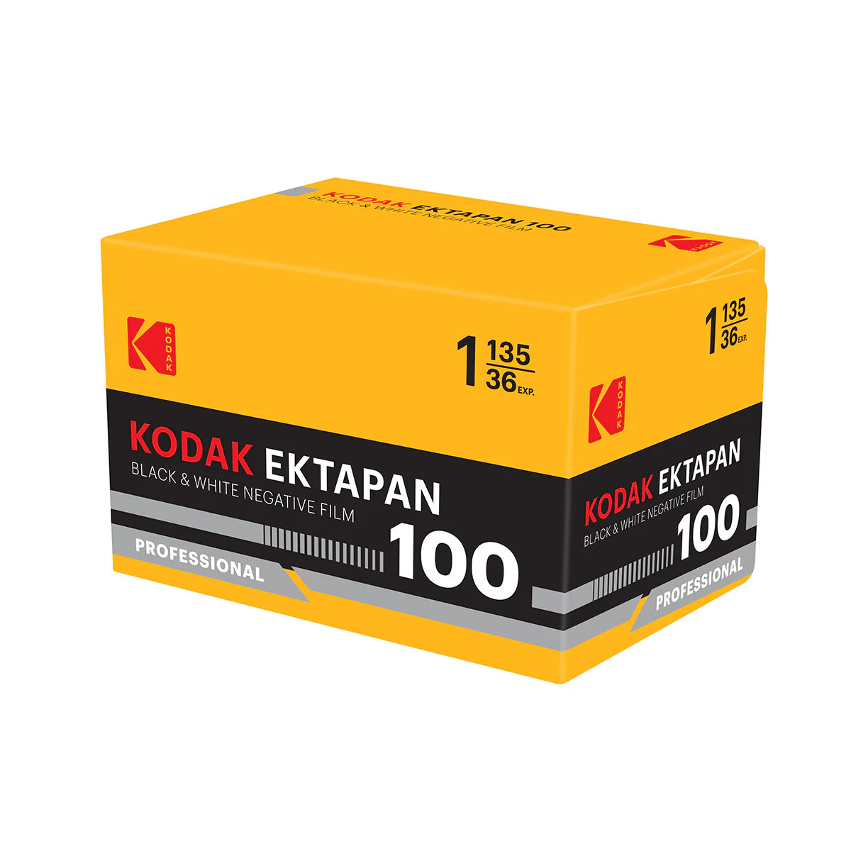 Kodak Ektapan 100 black and white negative film box on a white background