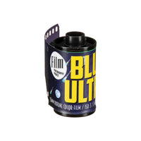 FPP Blue Ultra 3 35mm color film canister with bold yellow text on a dark blue space-themed label.