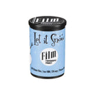 FPP Let It Snow 35mm black and white film canister in light blue packaging with a black cap and 24 exposure label.