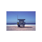 Lifeguard tower on a sandy beach under a deep blue sky, captured with FPP Low ASA 1.6 color film for a cinematic look.