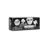 Black and white box of FPP The Mummy 400 ISO 120 medium format film with illustrated mummy character design.
