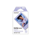 Fujifilm Instax Mini instant film pack with 10 sheets in a soft lavender frame design for credit card-sized prints.