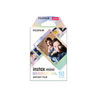 Fujifilm Instax Mini Mermaid Tail instant film pack with 10 credit card-sized exposures and iridescent frame design.