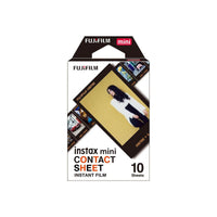 Fujifilm Instax Mini Contact Sheet instant film pack with 10 credit card-sized exposures in a black frame design.