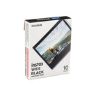 Fujifilm INSTAX WIDE instant film pack with 10 exposures featuring a stylish black border design.