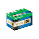 Fujifilm Velvia 50 ISO 35mm color transparency film box in green and black packaging with 36 exposures.