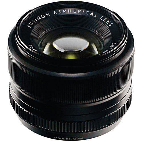 Fujifilm camera lens with 'Fujinon Aspherical Lens' text on a white background