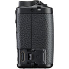 Black textured camera body on a white background