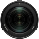 A close-up studio shot of a black camera lens with white text indicating '2.8-35mm' and 'Ø65mm', along with a stylized 'H' logo at the top, set against a plain white background.