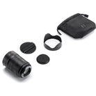Camera lens with accessories on a white background