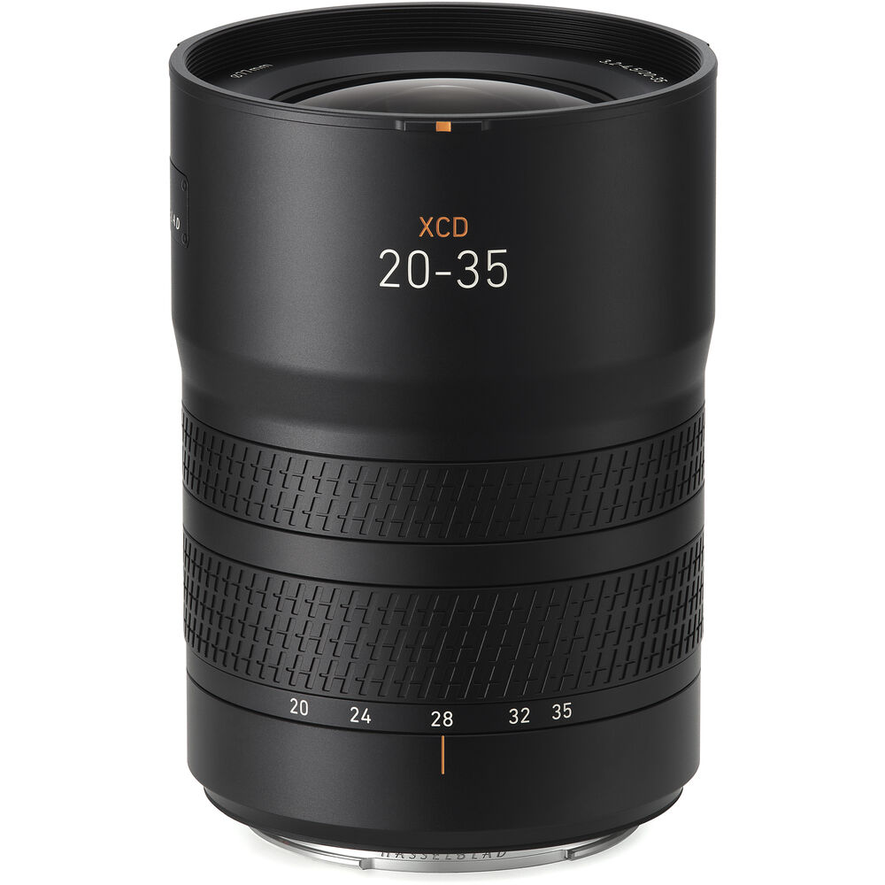 Camera lens with 'XCD 20-35' marking on a white background