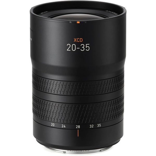Camera lens with 'XCD 20-35' marking on a white background