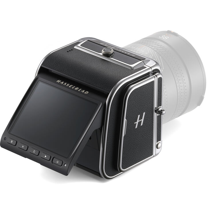 Hasselblad camera with a detachable screen on a white background