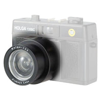 Holga 135BC camera with fisheye lens on a white background