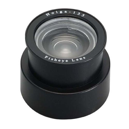 Holga 135 fish-eye lens on a white background