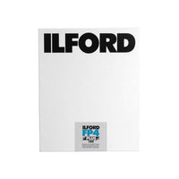 A white rectangular Ilford FP4 black and white photography paper pack, featuring the black ILFORD logo at the top and a gray label at the bottom right.