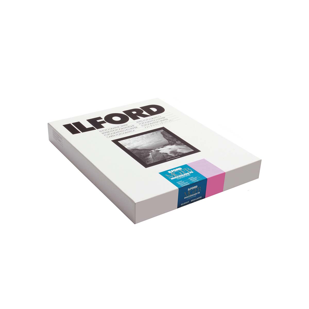 Ilford-Multigrade-FB-CooltoneVariable-Contrast-Paper-1 and a blue and pink label on a white background.