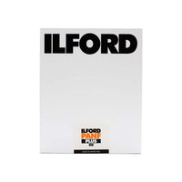 A pack of Ilford Panf Plus 50 black and white film negatives, shown in its white cardboard packaging with the large black ILFORD logo at the top and a small label at the bottom.