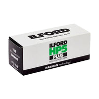 Ilford HP5 Plus black and white film packaging on a white background