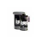 KONO! Rekorder 35mm black and white film roll with its grey storage canister on a white background.