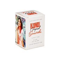 KONO! Sunstroke 200 ISO 35mm color negative film box with white packaging and red branding.
